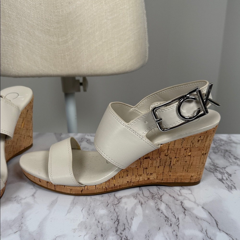 Calvin Klein Women's Cream Sandals - Picture 3 of 13